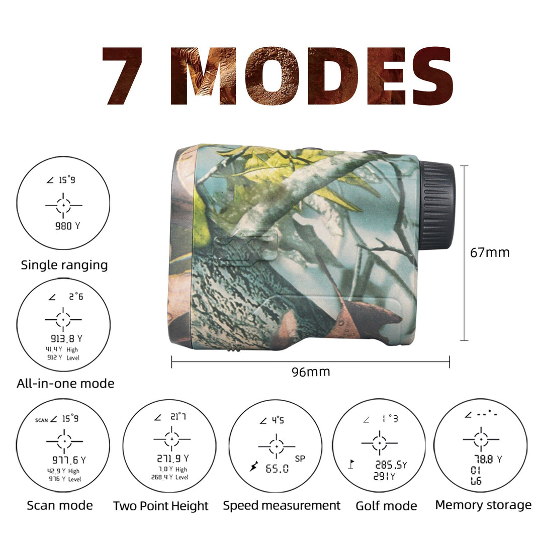 Télémètre Laser TERRAVIEW 1000 | Portée jusqu'à 1000 m | Design camouflage | Étanche et rechargeable | Pour la chasse et les activités en plein air