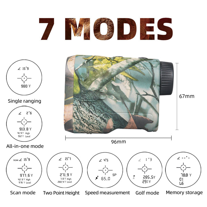 Télémètre Laser TERRAVIEW 1000 | Portée jusqu'à 1000 m | Design camouflage | Étanche et rechargeable | Pour la chasse et les activités en plein air