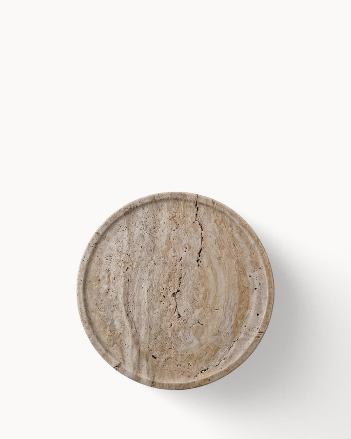 Plateau en céramique - Travertin beige - Pour parfums, bougies et bijoux