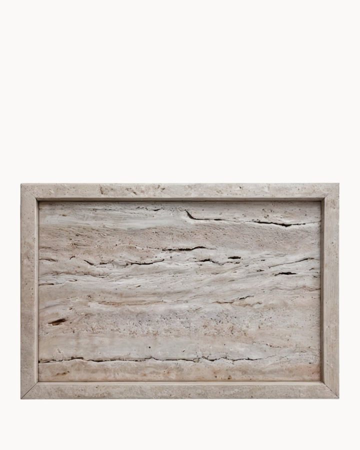 Plateau en céramique - Travertin beige - Pour parfums, bougies et bijoux