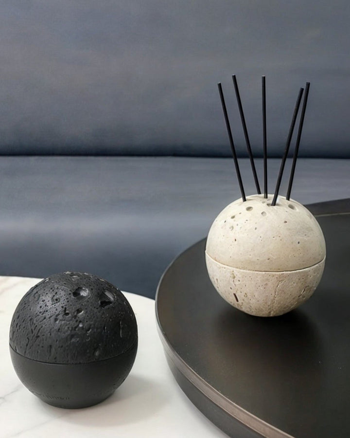 Brûleur d'encens Wabi Sabi - Pierre naturelle de travertin beige, fait main