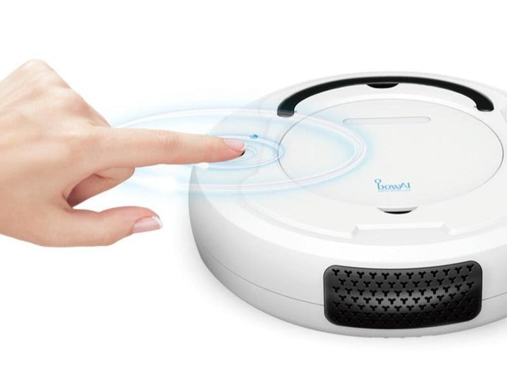 Robot Aspirateur Dustelio SlimBot | Extra Plat (6,5 cm) | Forte Puissance d'Aspiration & Silencieux en Fonctionnement | Nettoyage Automatique | Inclus : Câble de Charge & Brossettes