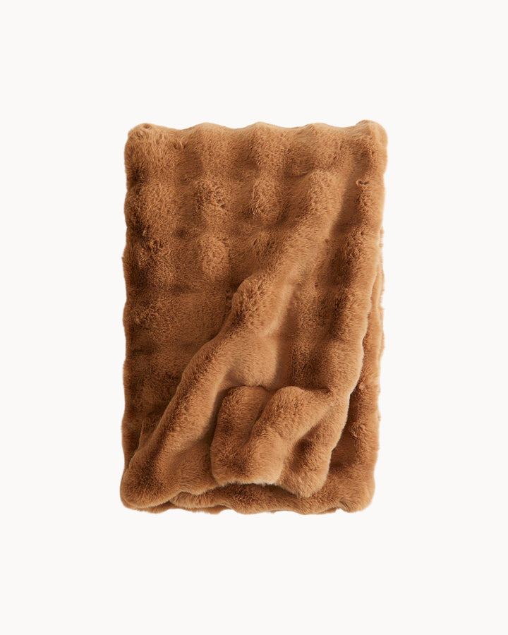 Couverture moelleuse à carreaux structurée - Douce et câline - Blanc/Marron/Noir - 110 x 150 cm