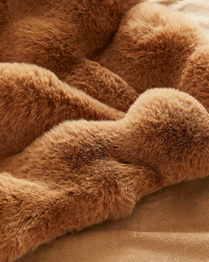 Couverture moelleuse à carreaux structurée - Douce et câline - Blanc/Marron/Noir - 110 x 150 cm