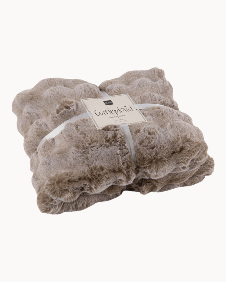 J-Line – Plaid Wave – Plaid Taupe, Coton/Lin/Polyester, 180 x 130 cm