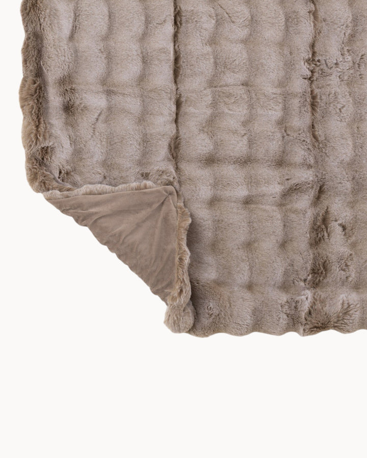 J-Line – Plaid Wave – Plaid Taupe, Coton/Lin/Polyester, 180 x 130 cm