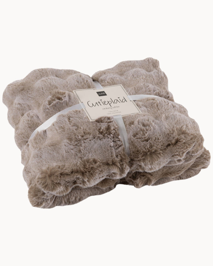 J-Line – Plaid Wave – Plaid Taupe, Coton/Lin/Polyester, 180 x 130 cm