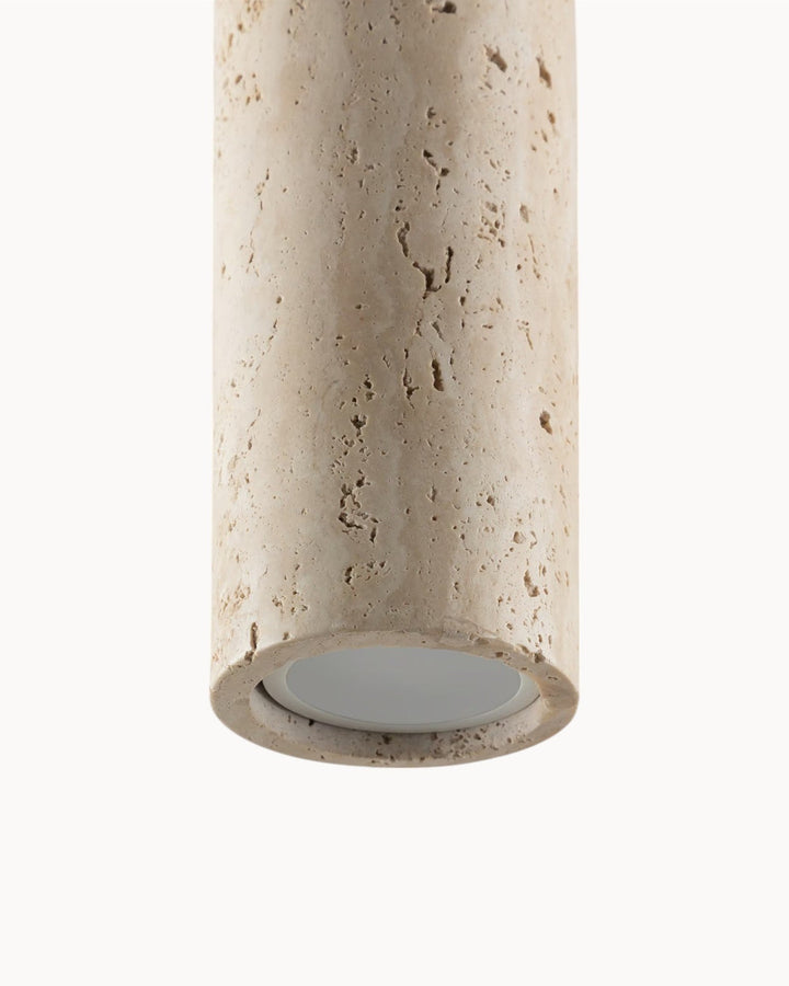 Suspension Davise en travertin et bois Ø10 cm, hauteur réglable