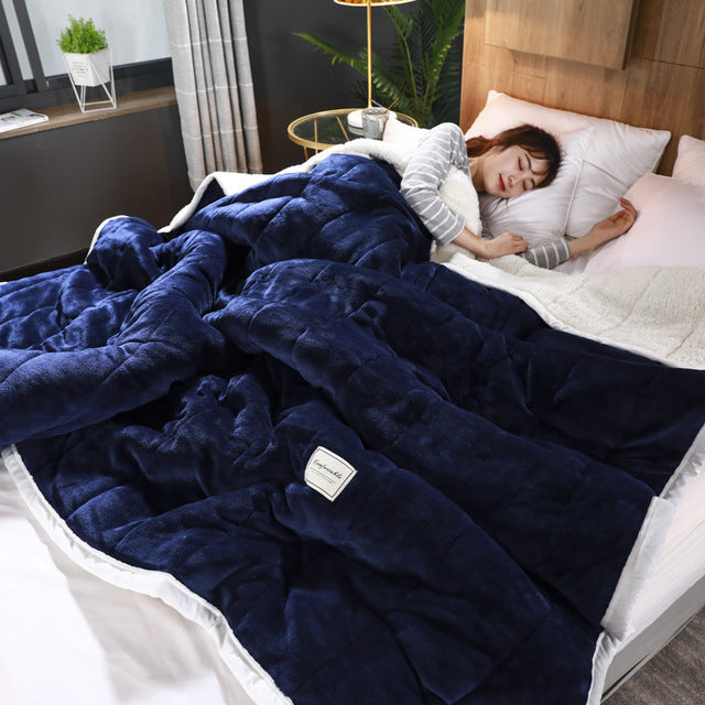 PureCuddle - Couverture en Fleece Coral avec Épaississement