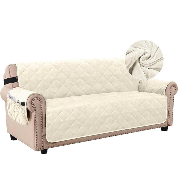 VelvetGuard Housse de canapé | Flanelle de luxe | Antidérapante & Lavable | Pour canapés 3 places jusqu'à 198 cm