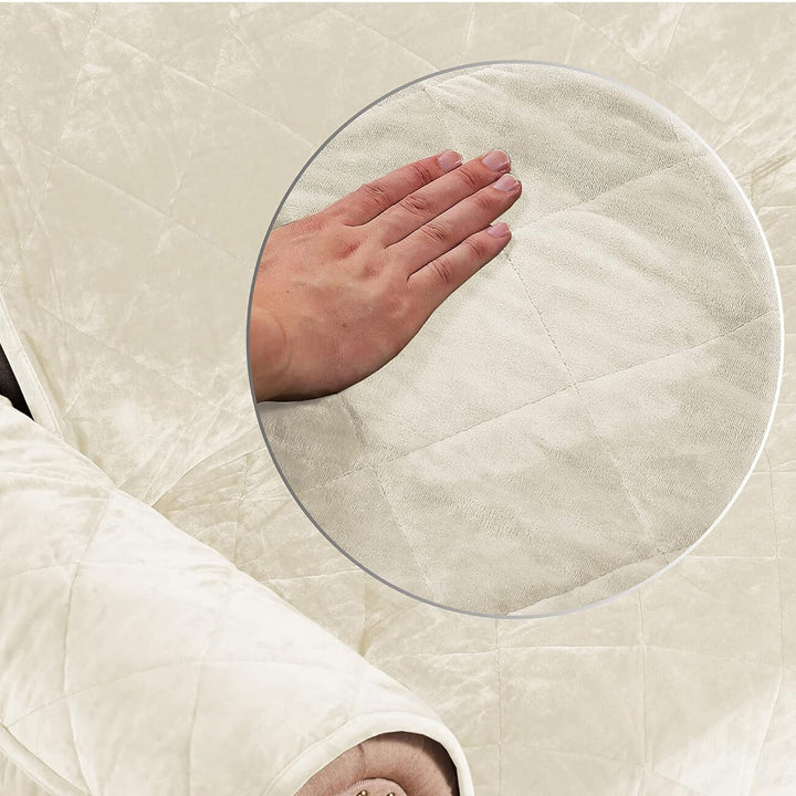 VelvetGuard Housse de canapé | Flanelle de luxe | Antidérapante & Lavable | Pour canapés 3 places jusqu'à 198 cm