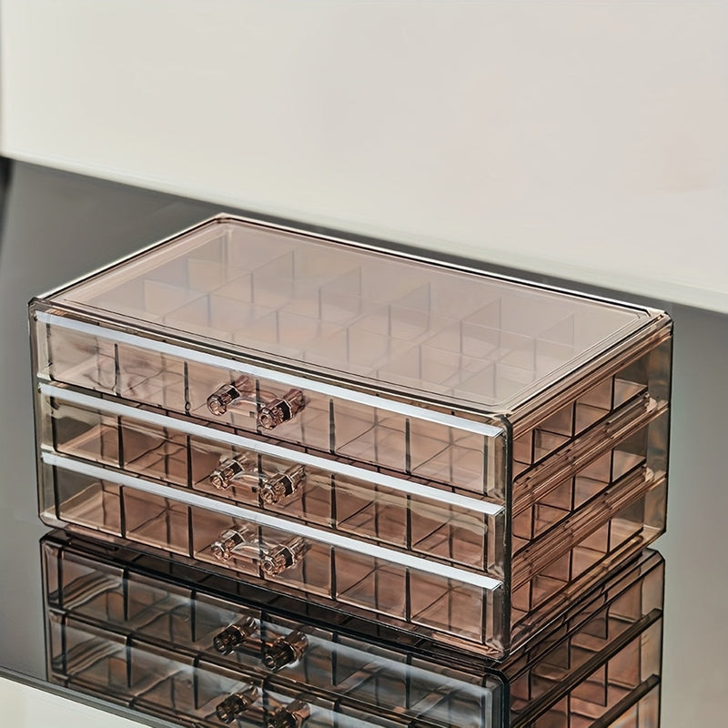 Boîte à bijoux CLARYSÉ 3 niveaux | 72 compartiments | Couvercle transparent | Organisateur pour bagues, boucles d'oreilles & colliers | 30 x 20 x 8 cm