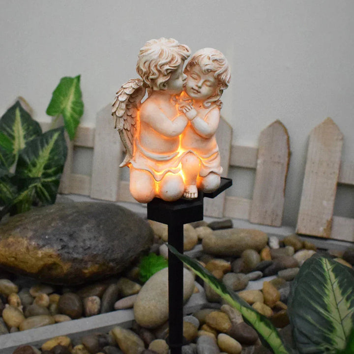 Lampe solaire ange SERAFINA | Lumière LED blanc chaud | Résine résistante aux intempéries | 45x15x7,5 cm