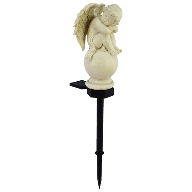 Lampe solaire ange SERAFINA | Lumière LED blanc chaud | Résine résistante aux intempéries | 45x15x7,5 cm