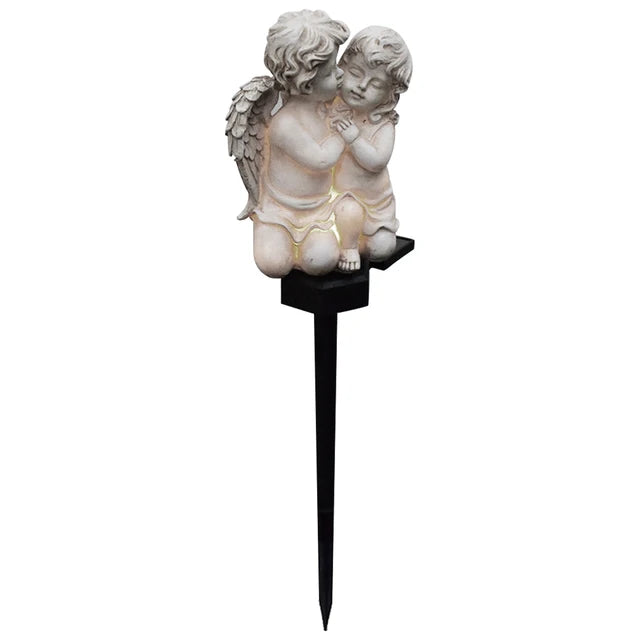 Lampe solaire ange SERAFINA | Lumière LED blanc chaud | Résine résistante aux intempéries | 45x15x7,5 cm