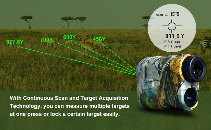 Télémètre Laser TERRAVIEW 1000 | Portée jusqu'à 1000 m | Design camouflage | Étanche et rechargeable | Pour la chasse et les activités en plein air