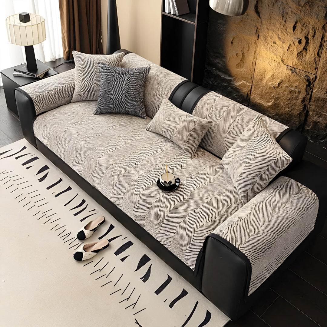 Housse de canapé Velvona | Tissu chenille épais | Doux, résistant et facile d'entretien | Motif arbre