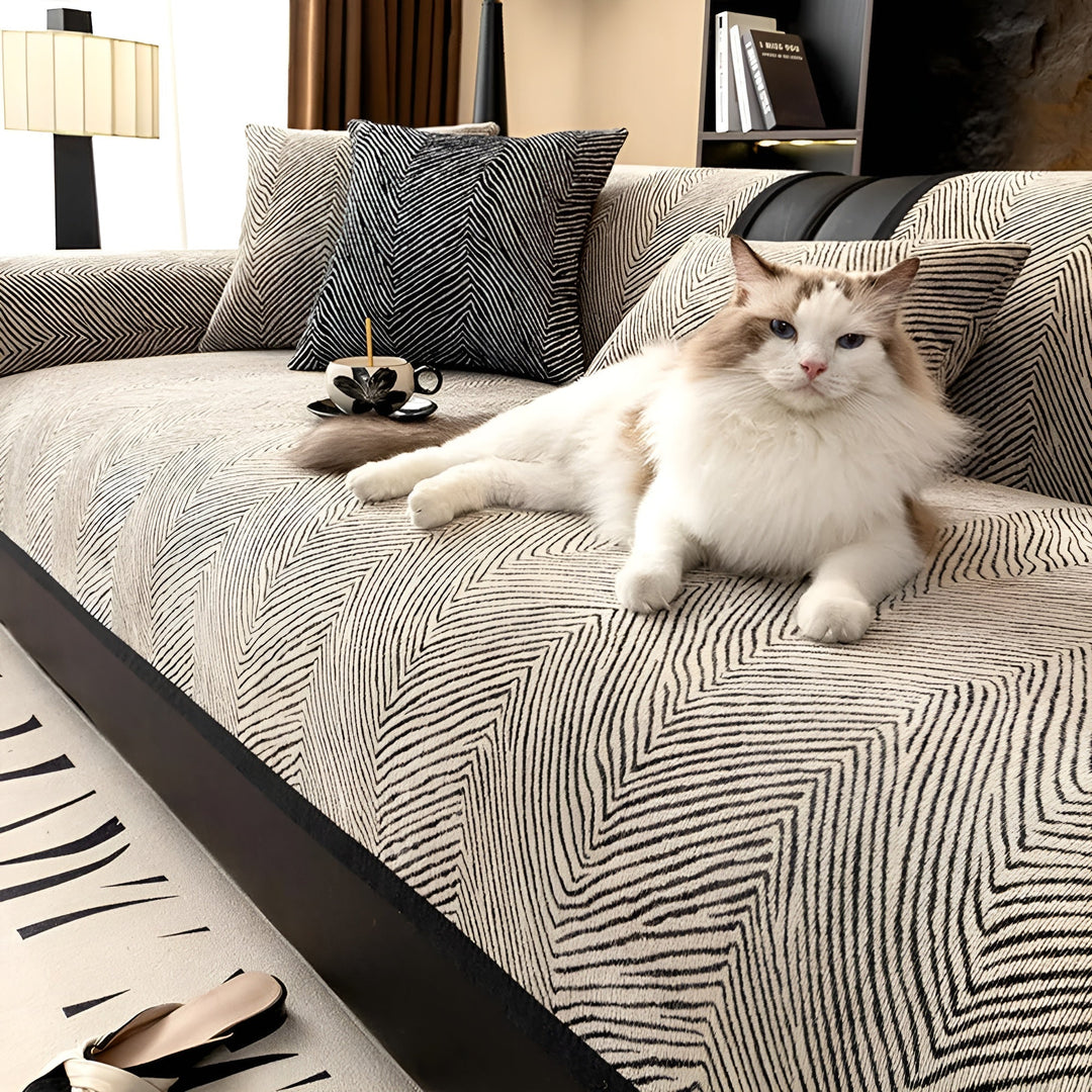 Housse de canapé Velvona | Tissu chenille épais | Doux, résistant et facile d'entretien | Motif arbre