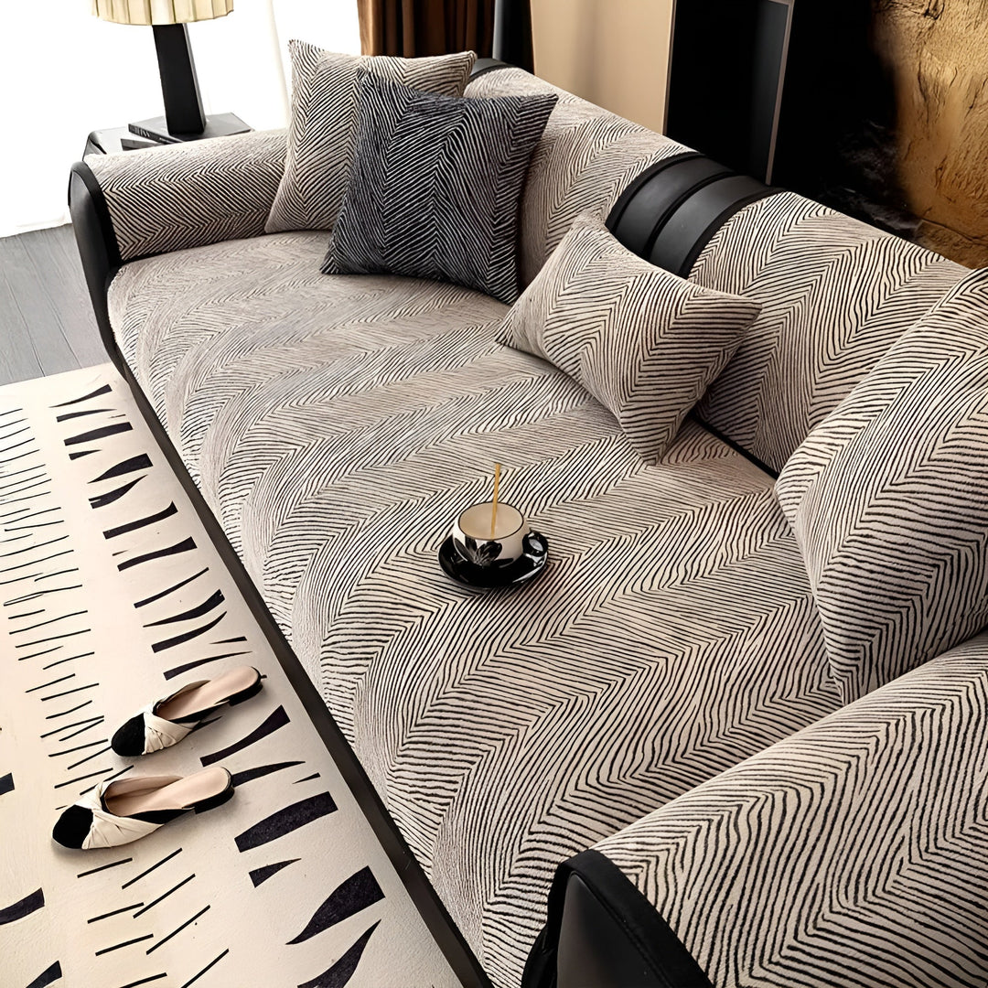 Housse de canapé Velvona | Tissu chenille épais | Doux, résistant et facile d'entretien | Motif arbre