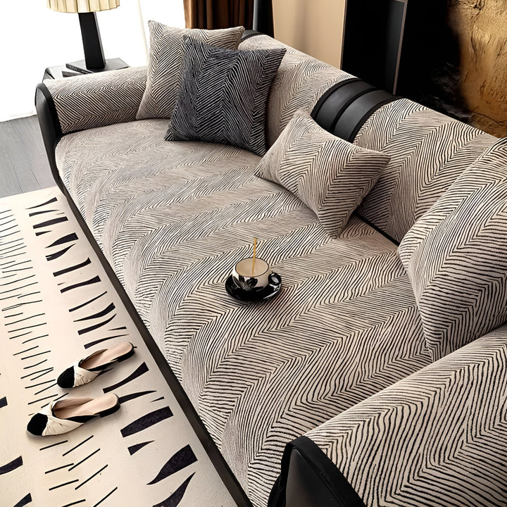 Housse de canapé Velvona | Tissu chenille épais | Doux, résistant et facile d'entretien | Motif arbre