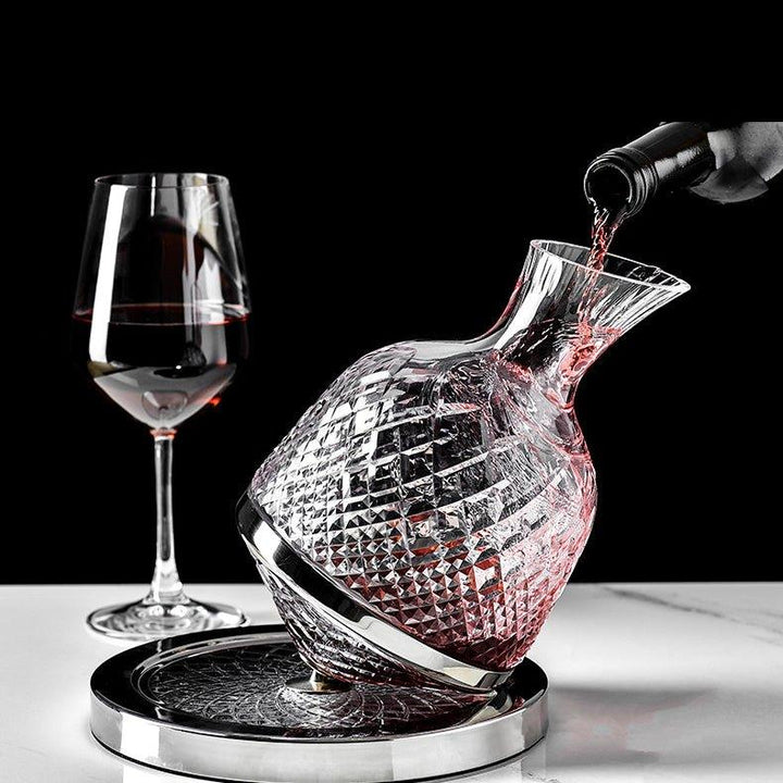 Carafe à vin soufflée à la main rotative à 360°