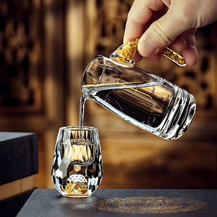 Verre à shot en cristal GemChisel | Design luxueux avec paillettes | Stable & Taillé à la main | 10 ml