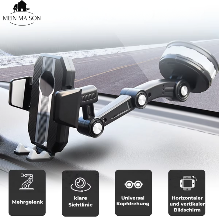 Support de téléphone auto GripTech | Forte adhérence par ventouse | Rotation 360° | Utilisation à une main