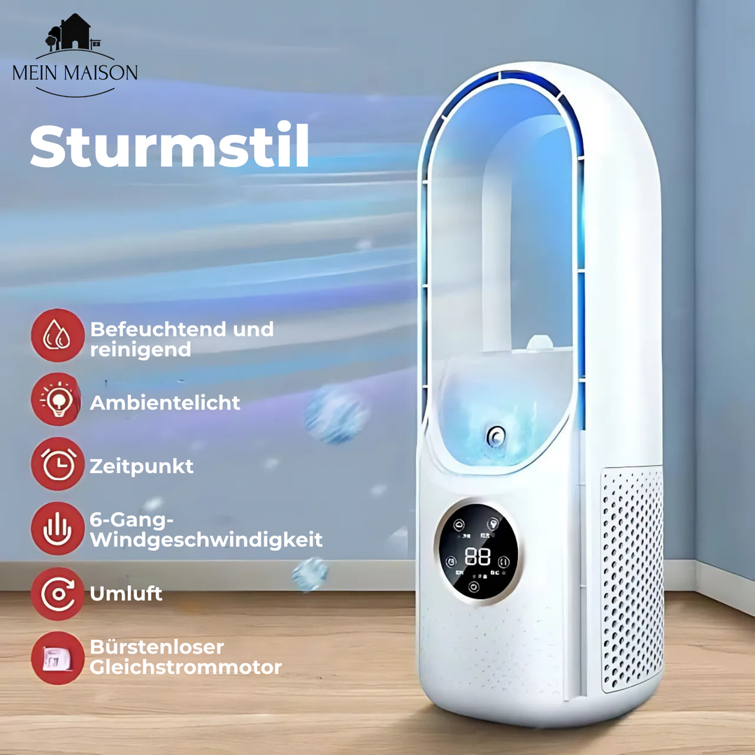 Airevo Refroidisseur d'air | Ventilateur USB sans pales | 6 niveaux | Silencieux & Avec minuterie | Humidification de l'air