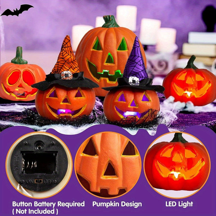 Ensemble de citrouilles Halloween Ignora | Citrouilles décoratives lumineuses | Fonctionne sur piles et sans fil | Pour l'intérieur et l'extérieur