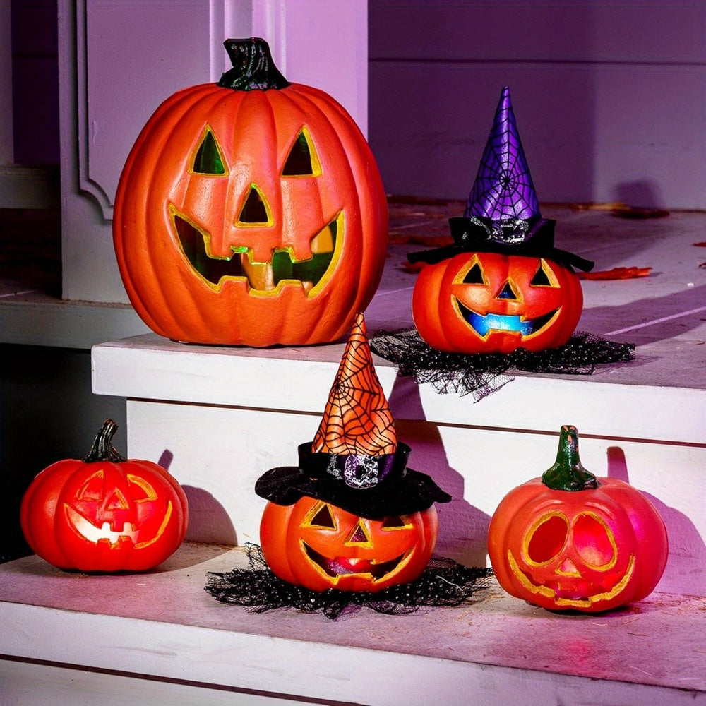 Ensemble de citrouilles Halloween Ignora | Citrouilles décoratives lumineuses | Fonctionne sur piles et sans fil | Pour l'intérieur et l'extérieur