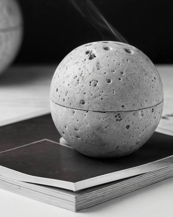 Brûleur d'encens Wabi Sabi - Pierre naturelle de travertin beige, fait main