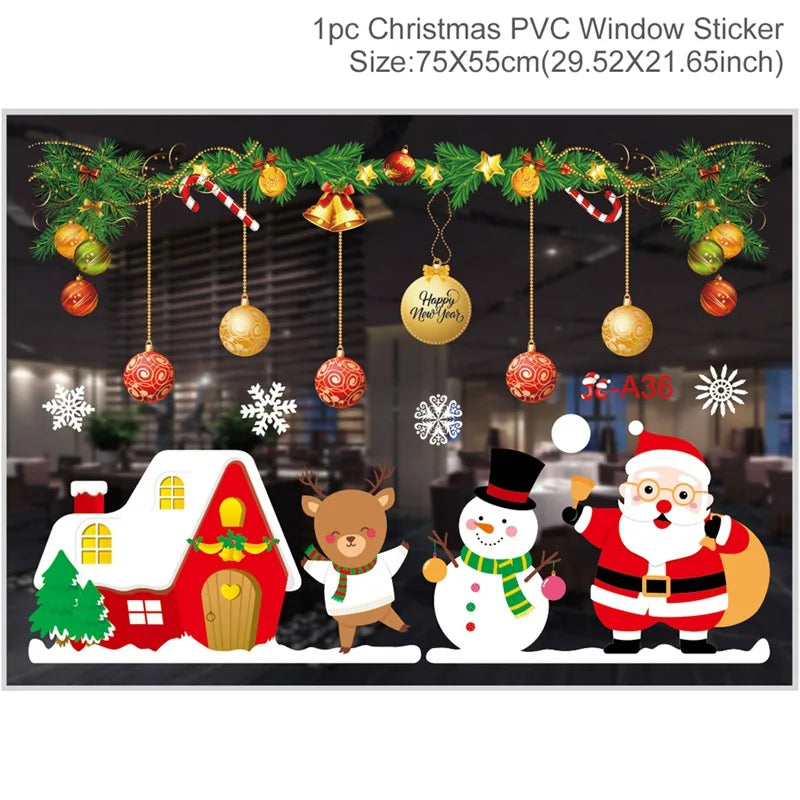 Autocollants de fenêtre de Noël Festivia | Décoration murale et de fenêtre « Joyeux Noël » | Autocollants de Noël amovibles pour la maison | Idées de décoration et de cadeau 2024–2025