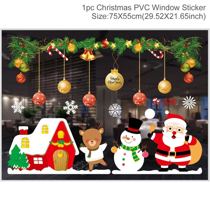 Autocollants de fenêtre de Noël Festivia | Décoration murale et de fenêtre « Joyeux Noël » | Autocollants de Noël amovibles pour la maison | Idées de décoration et de cadeau 2024–2025