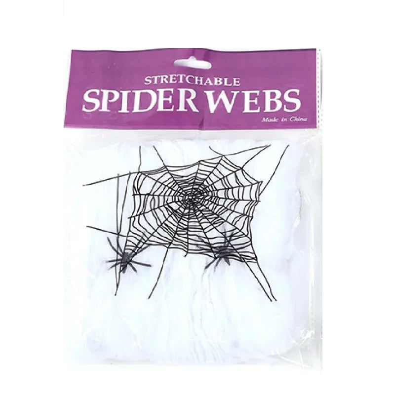 Décoration de toile d'araignée Halloween CreepyWeb | Toiles d'araignée en art extensible | Décoration effrayante pour fêtes et maisons | Blanc
