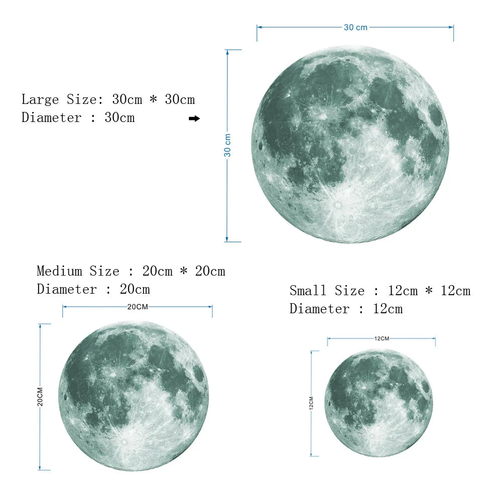Autocollant mural Lune Lumineuse Lunaris Glow | Phosphorescent | 3 tailles | Autocollant et amovible