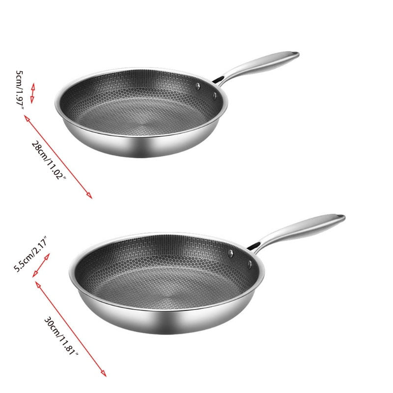 Poêle antiadhésive en acier inoxydable Chefverro avec structure en nid d'abeille | Pour tous les types de cuisinières, y compris l'induction | Résistante aux rayures et lavable au lave-vaisselle