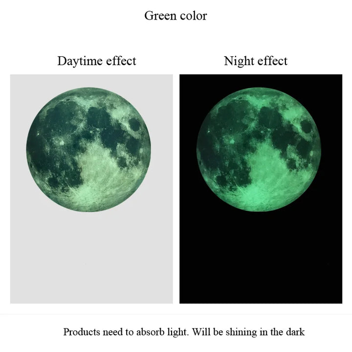Autocollant mural Lune Lumineuse Lunaris Glow | Phosphorescent | 3 tailles | Autocollant et amovible