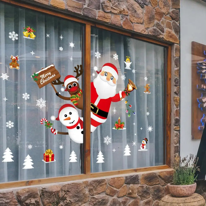 Autocollants de fenêtre de Noël Festivia | Décoration murale et de fenêtre « Joyeux Noël » | Autocollants de Noël amovibles pour la maison | Idées de décoration et de cadeau 2024–2025
