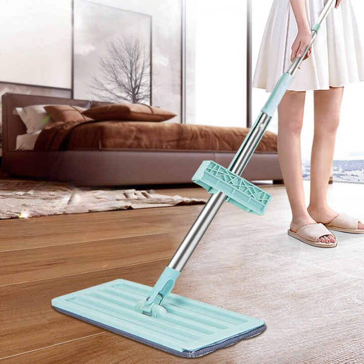 Balai à franges FlexiWisch EasyMop | Avec fonction d'essorage pliable | 2 pads lavables | Léger & Compact | Utilisable sans seau