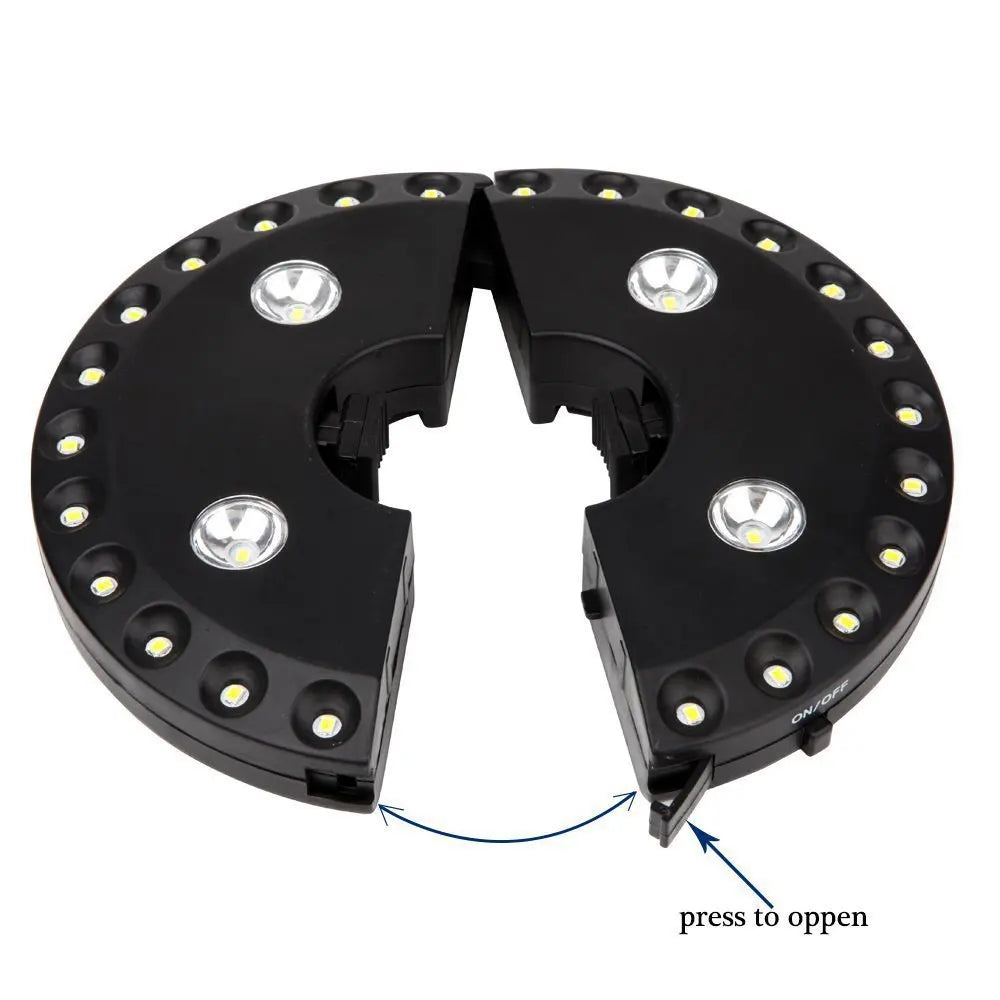 LUMIROOF Lampe de Parasol | 3 Niveaux de Luminosité | Sans Fil & Sans Outil | Pour Jardin, Balcon & Camping