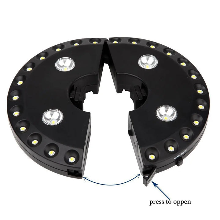 LUMIROOF Lampe de Parasol | 3 Niveaux de Luminosité | Sans Fil & Sans Outil | Pour Jardin, Balcon & Camping