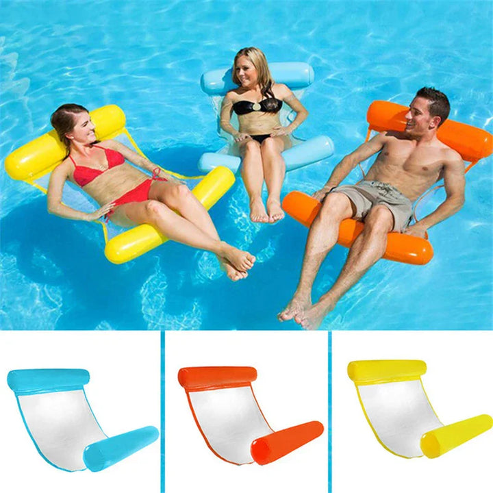 AQUAVIVA Hamac flottant gonflable | 130×70 cm | Chaise longue de piscine pliable avec dossier | Lit flottant pour piscine, plage & vacances