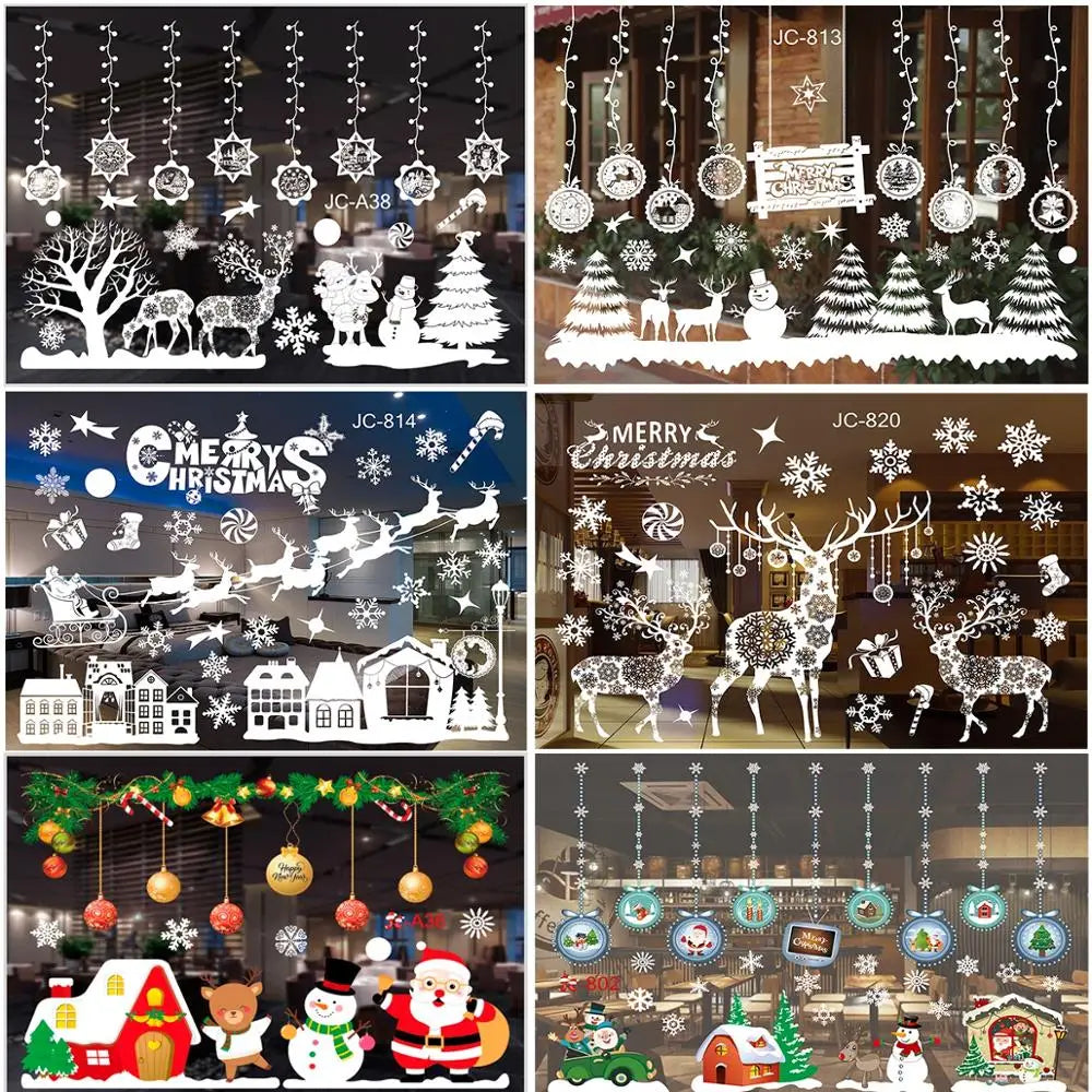 Autocollants de fenêtre de Noël Festivia | Décoration murale et de fenêtre « Joyeux Noël » | Autocollants de Noël amovibles pour la maison | Idées de décoration et de cadeau 2024–2025