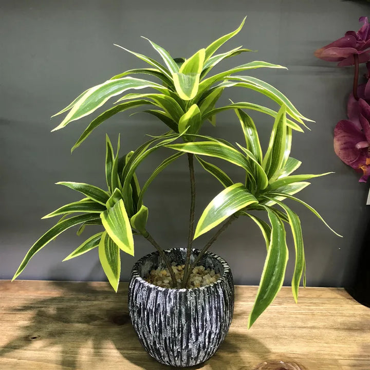 TROPALIS Branches de palmier artificielles | 3 têtes | 36 cm | Décoration tropicale pour la maison et le bureau