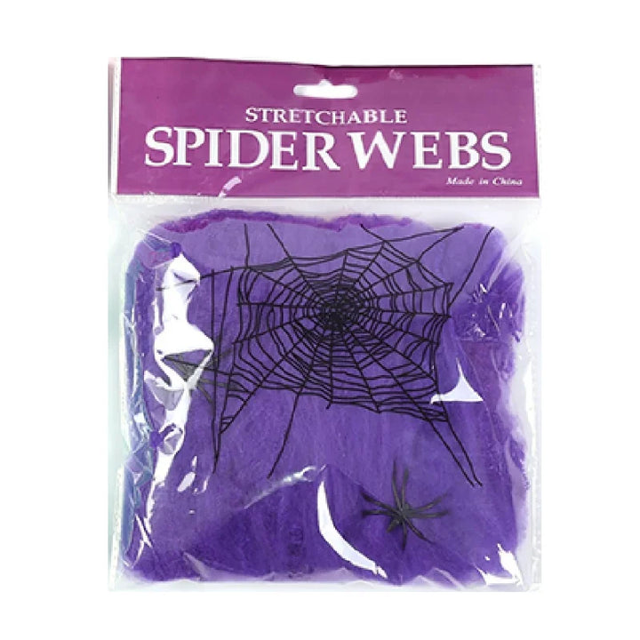 Décoration de toile d'araignée Halloween CreepyWeb | Toiles d'araignée en art extensible | Décoration effrayante pour fêtes et maisons | Blanc