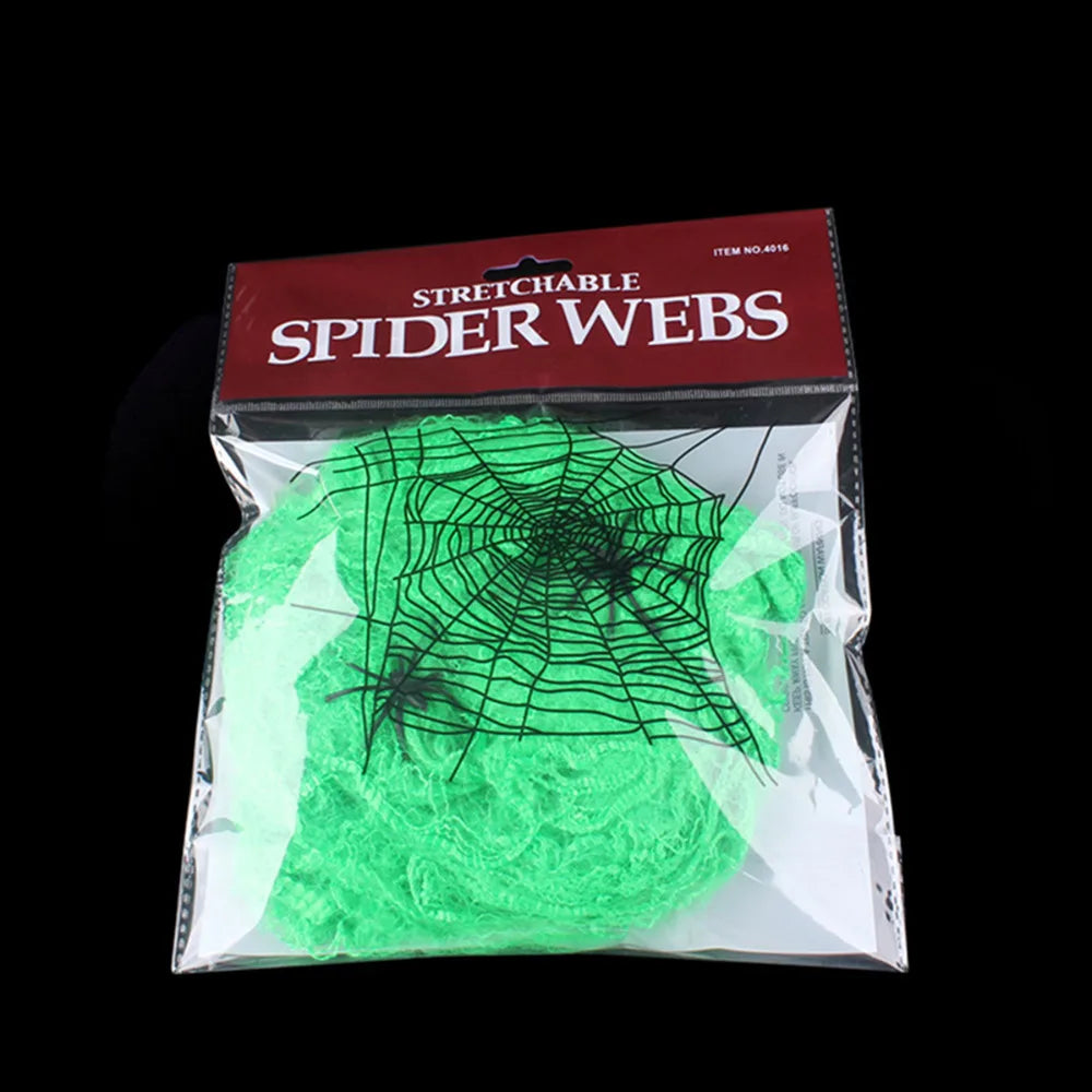 Décoration de toile d'araignée Halloween CreepyWeb | Toiles d'araignée en art extensible | Décoration effrayante pour fêtes et maisons | Blanc