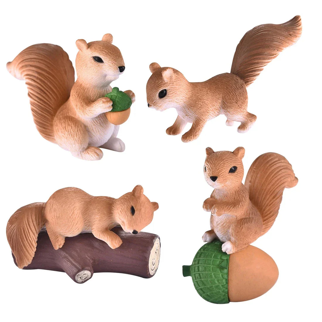 NuttyFriends Minis | Ensemble de figurines écureuils | 4 pièces | Figurines animales miniatures | Décoration & ensemble de jeu pour enfants & maison