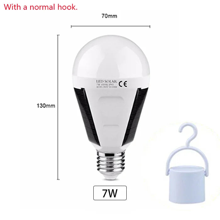 Ampoule LED Solaire Solonight avec douille E27 | 7W/12W | Rechargeable et Étanche | Pour Camping, Jardin et Lumière d'Urgence