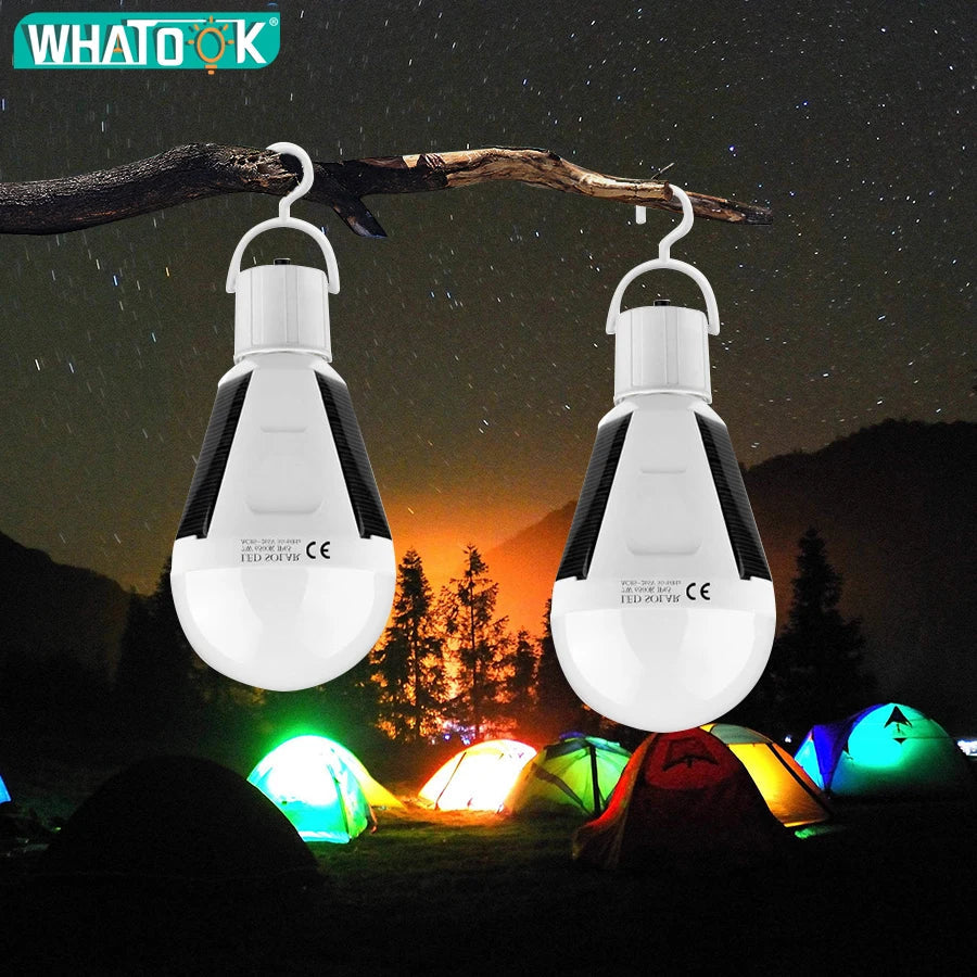 Ampoule LED Solaire Solonight avec douille E27 | 7W/12W | Rechargeable & Étanche | Pour Camping, Jardin & Lumière d'Urgence