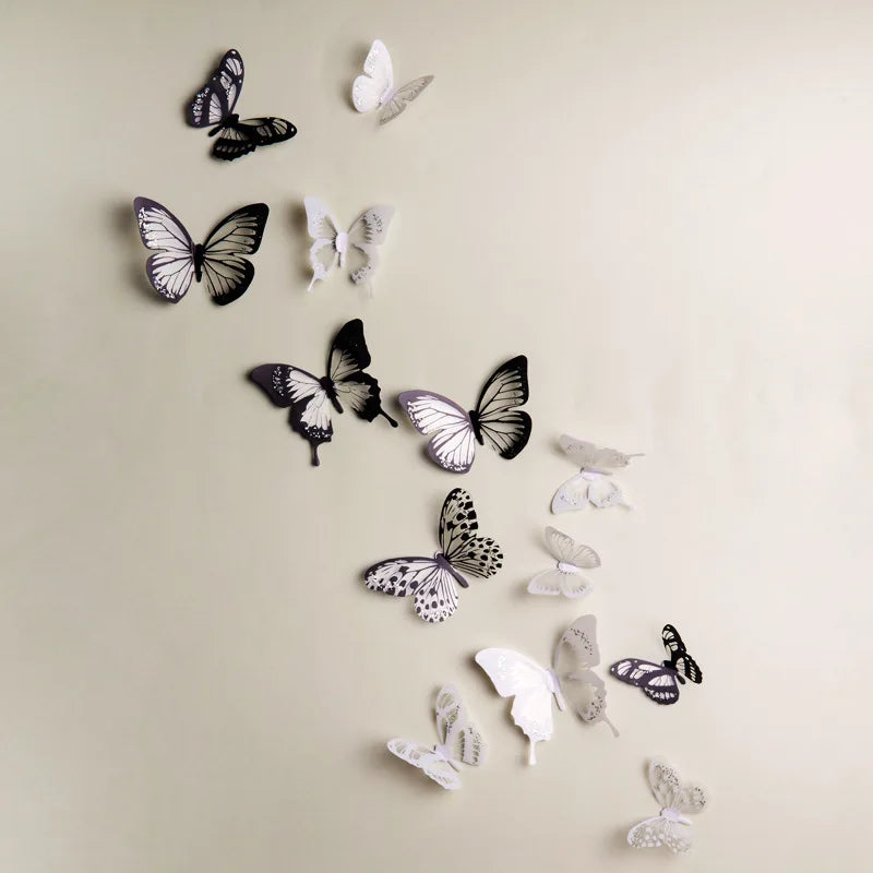 Autocollants muraux en 3D Schmetterlings Miravela CrystalWings | Set de 18 papillons décoratifs en PVC résistants aux intempéries | Pour jardin, mariage et espaces de vie